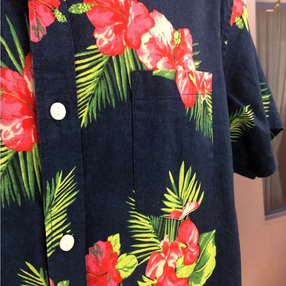 J. Crew Short Sleeve Floral Linen Cotton Blend Button Down Shirt